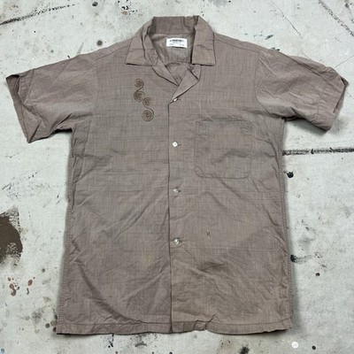 Vintage 60s Arrow Cupioni Rayon Loop Collar Button Up Shirt Men Small Rockabilly