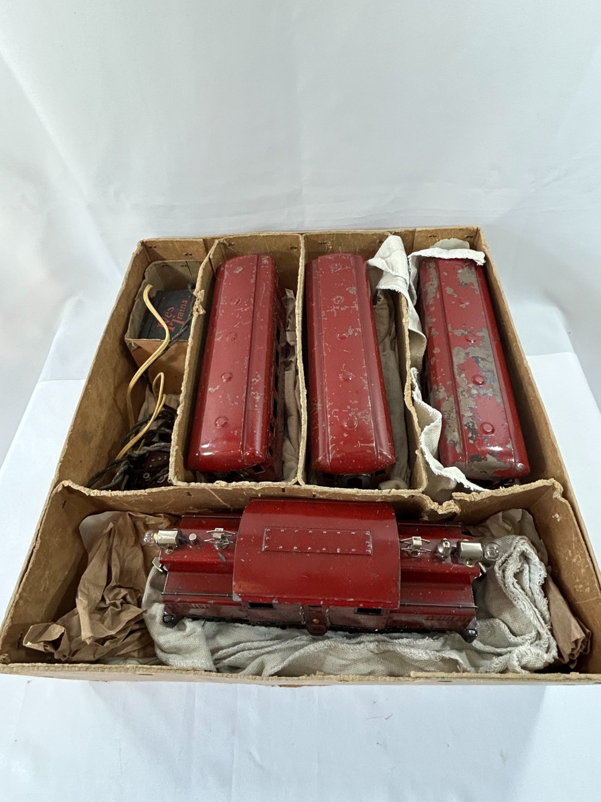 Ives 701 Train Set 3242 Loco + 184 185 186 Cars w/ Transformer Box 1922  Works