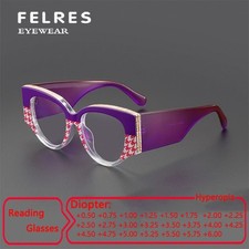 Anti Blue Light Reading Glasses Women Cat Eye Large Frames Presbyopic Glasses