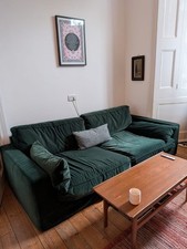 Sits New York 3 Seater Green Velvet Sofa Modern - £50 Delivery within 5 miles