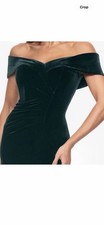 Xscape Hunter Green Off the Shoulder Velvet Leg Slit Gown Dress Size 4