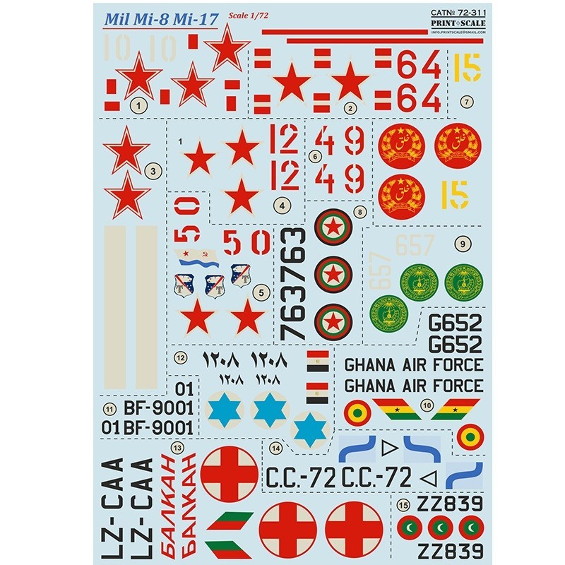 Mil Mi-8 Mi-17 Decals 1:72 Print Scale 72-311