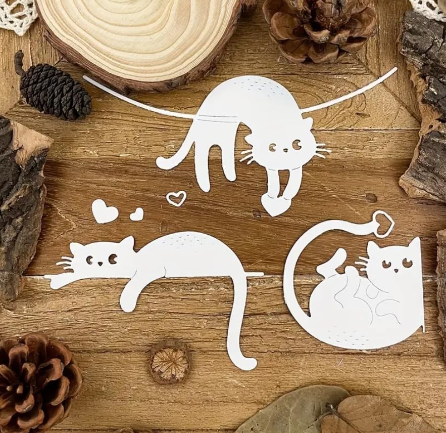 3Pcs/Set Cats Metal Die Cuts, Lovely Lying Cutting Dies Cut... 