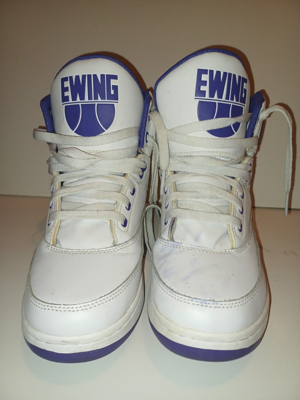 RARE New York Knicks Patrick Ewing 33 Hi White Purple Mens Basketball Sneakers 9 image 2