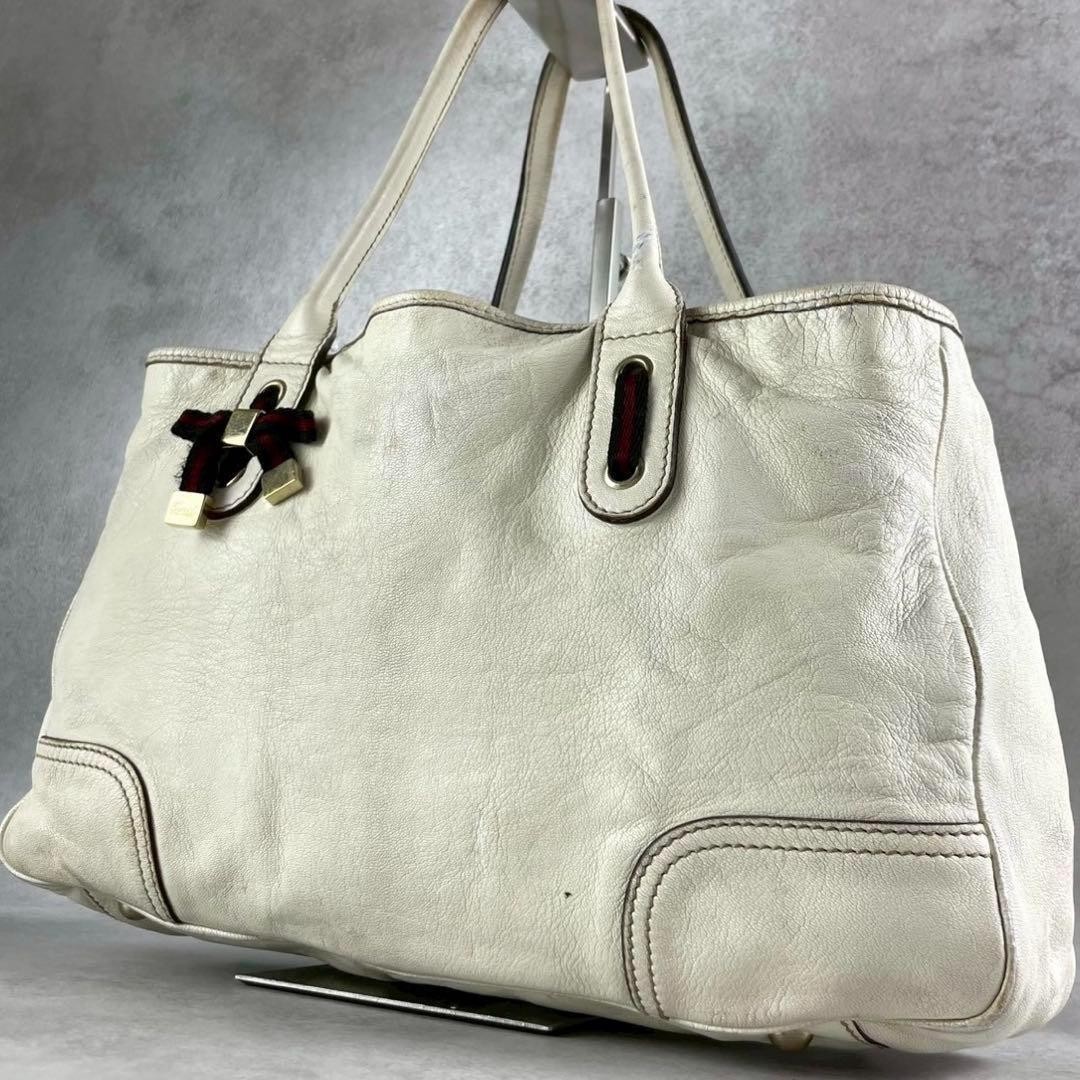Gucci Ivory Leather GG Tote Bag Original Condition
