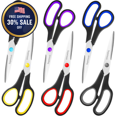 6-Pack 8'' Sharp All Purpose Scissors Comfort Grip Office School Sewing USA STOCK