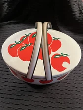 Metal Sewing Tin with Handles - assorted items inside!