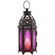 NEEDOMO Halloween Decorations,11'' Moroccan Lanterns Medium, Purple
