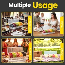 Ice Chilled Condiment Caddy with Lid 5 Removable Compartments Utensils Included