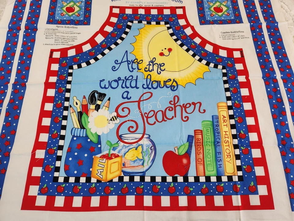 Delantal para maestros cortar y coser panel de tela K Montgomery Love Teachers regreso a la escuela Foto 4 de 4