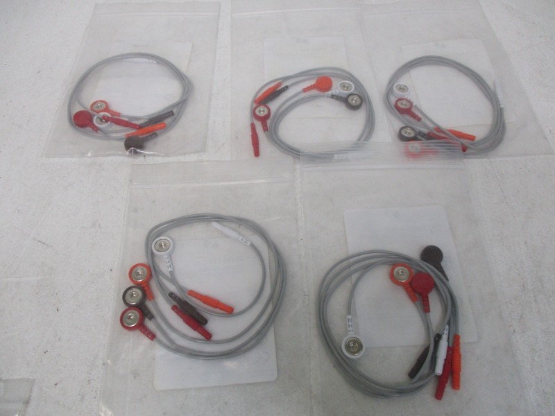 Lot of 5 Spacelabs 25452-525 Electrode Snap Lead Set 14" Orn/Brn/Red 7" WHT