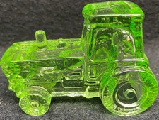 Green vaseline uranium glass John Deere new Holland farm tractor ford art glows