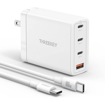 100W USB C Charger w/ Cable 4-Port GaN Fast Charging Block for Laptop Phone Pad