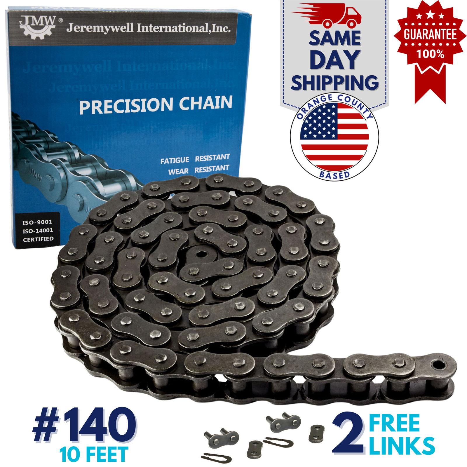#140 Roller Chain 10 Feet with 2 Connecting Links