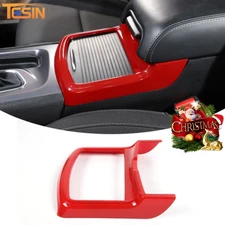 Red Interior Central Cup Holder Cover Trim Decor Overlay For Dodge Charger 2011+