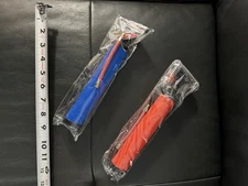 New TWO PACK Ball Pump W Hose  Inflatables Manual Air Hose Red Blue Extra Needle