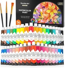 Watercolor Paint Set, 36 Colors Watercolor Paint in Tubes 12Ml Each with 3 Bru