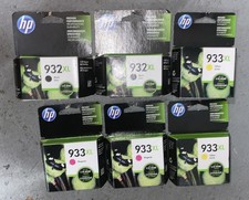HP 932XL Black Ink Cartridges 2 PACK , 933XL Magenta Yellow Ink 4PK -2 Each