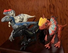 Jurassic World Basic Series Lot 4Dinosaurs Blue, Rare Dilophosaurus, indoraptor