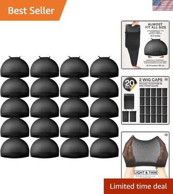 20PCS Black Wig Caps for Men and Women - Lightweight, Breathable and Stretchy