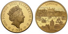 * Elizabeth II 2022 PF70 FDI gold proof 5oz City Views London, Royal Mint