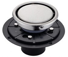 4 in brushed steel circular shower floor drain, concealed tile-in installation