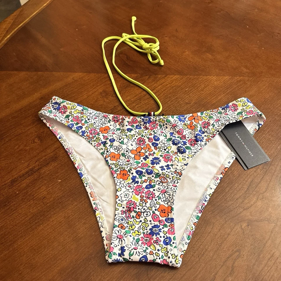 Tommy Hilfiger High Waist Swim Bikini Bottoms- 4 Way Stretch 50+ UPF/SPF Sz L - Image 3 of 4