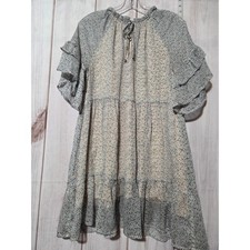 Lulus Floral Chiffon Tiered Ruffle Sleeve Mini Dress Women's Size L