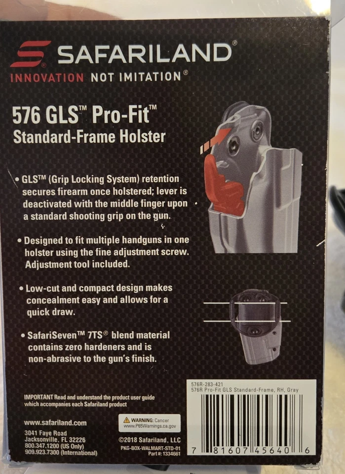 Новая универсальная кобура Safariland 576 GLS Pro-Fit с широкой рамкой серая стандартная 576R - Изображение 2 из 4