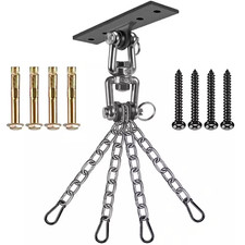 360 Rotation Swing Hanger with Chain and 4 Mounting Holes for Aerial Yoga, Hamm