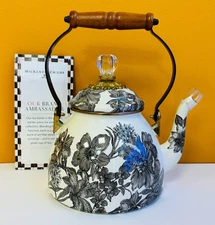 MacKenzie-Childs 89257-2111 Sterling English Garden 2 qt. Tea Kettle. New!