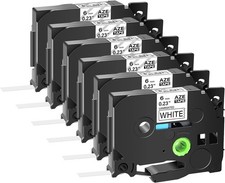 6PK label Tape TZe-211 fit for Brother P-Touch use in PTE500, PTH300 1/4" 6mm