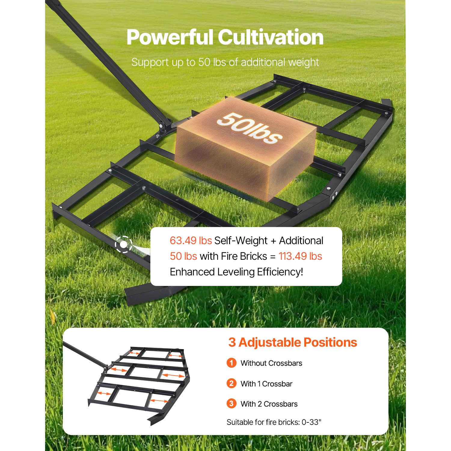 Drag Harrow 84" Width Tow Behind Drag Harrow Steel Gravel Grader ATV UTV