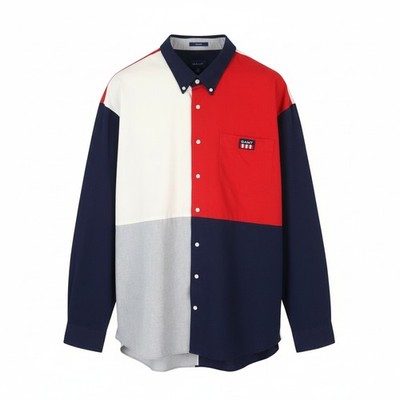 GANT Rel Retro Flag Block BD Herren Hemd 2XL Blau Logo Baumwolle