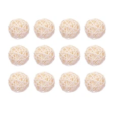 12 Pcs Wicker Rattan Balls 1.6 Inch Rattan Decorative Balls White