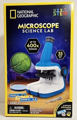 National Geographic Microscope Science Lab NIB STEM 35 Pc 400x Zoom Specimens