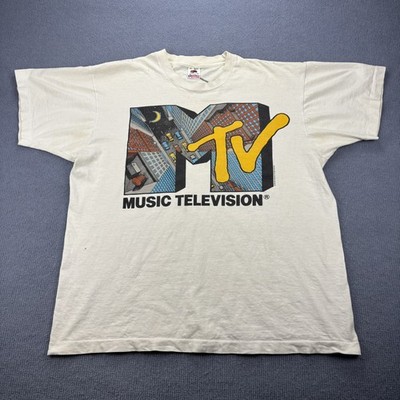 Vintage 90 s 1991 MTV Music Television T-Shirt Men s XL Distressed RARE Single 
