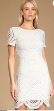 Lulus White Lace Dress M Backless Bodycon Feminine Romantic Wedding Shower NWT