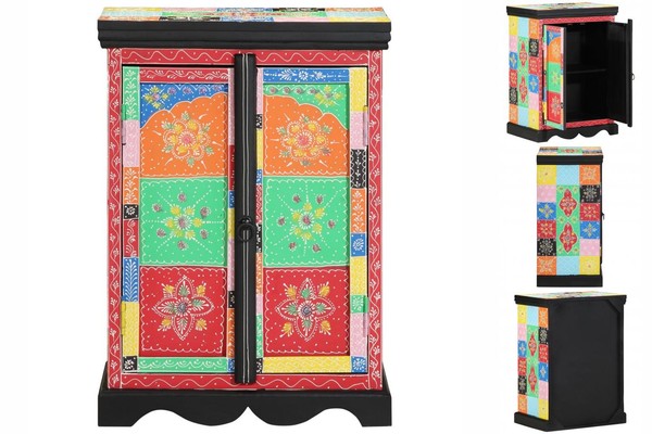 Schrank Bunt 50X30X75 Cm Aus Massivem Mangoholz-image