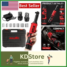 Cordless Electric Ratchet Wrench Set with 2 Batteries & 7 Sockets