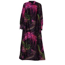 Vtg Qiana Du Pont Maxi Dress 1970s Psychedelic Print Mock Neck Long Sleeve READ