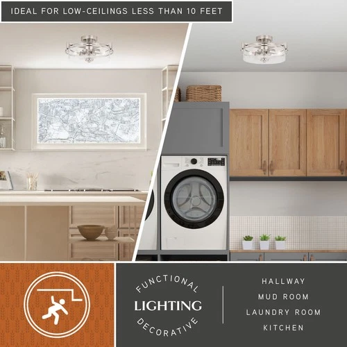 Vaxcel Lighting C0170 Addison 2 Light 15"W Semi-Flush Drum - Nickel - Picture 11 of 12