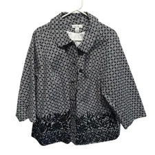 CJ Banks GORGEOUS Black White Women Blazer Coat Size 2X Cotton Spandex