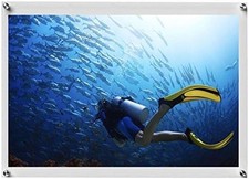 Floating Acrylic Picture Frame, 11 x 17 inches, Double Panel Wall Mount with ...