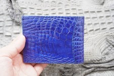 Bright Blue Money Clip Genuine Crocodile Skin Leather Bifold Men's Wallet V45