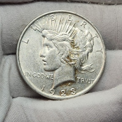 1923 D Peace Silver Dollar $1 US Coin Denver Mint AU Almost Uncirculated PD23cG4