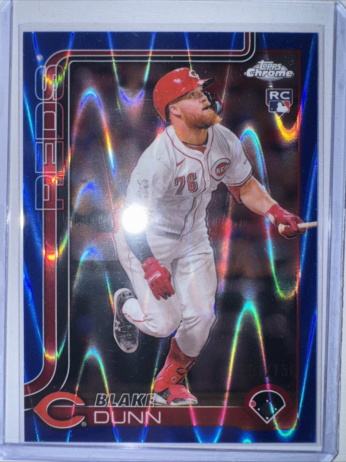 2025 Topps Chrome - Blake Dunn - Blue Raywave Refractor /150  - Reds #161 RC