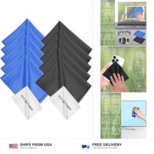 Microfiber cleaning cloth 6x7 inch 12 pack blue black lint free glasses lens
