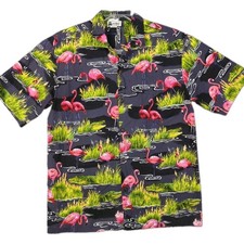 Aloha Republic Hawaiian Shirt Flamingo Hawaii USA Made Large Vintage