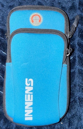 INNENS Running Armband Phone Holder Blue Neoprene Dual Pocket Workout Case LG